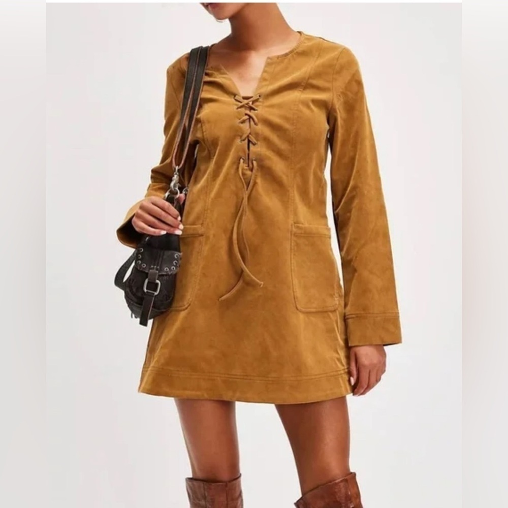 Free People Bradley Faux Suede Mini Dress | Size Medium | New Without Tags
